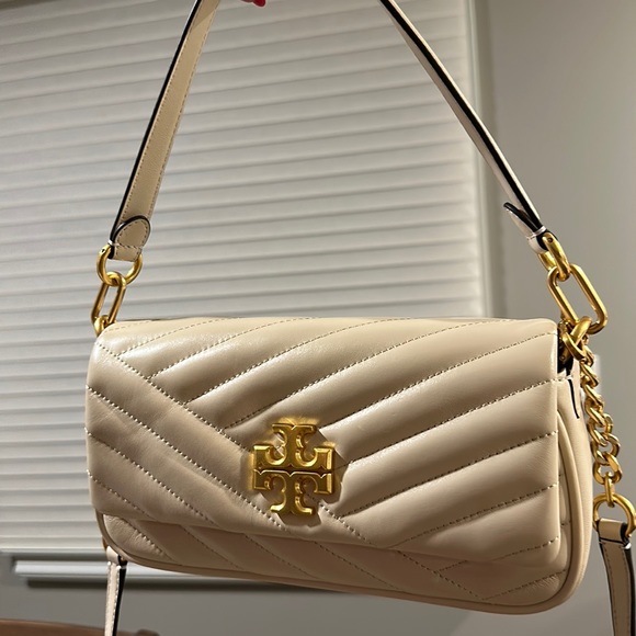 Tory Burch Kira Small Chevron-Quilt Flap Shoulder Bag — New Cream - Picture 1 of 9